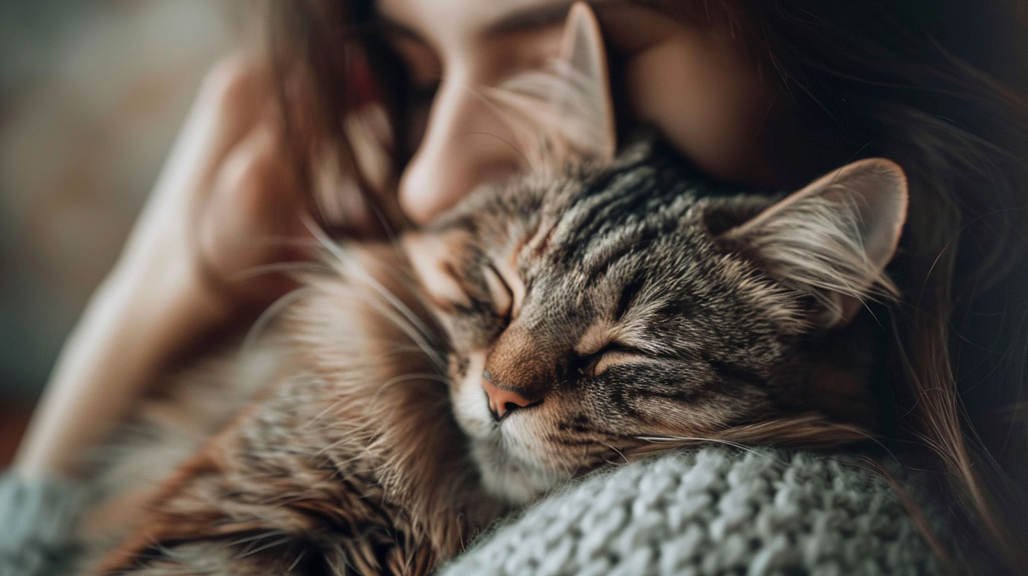 Sichere Umgebung - kuschelnde Katze