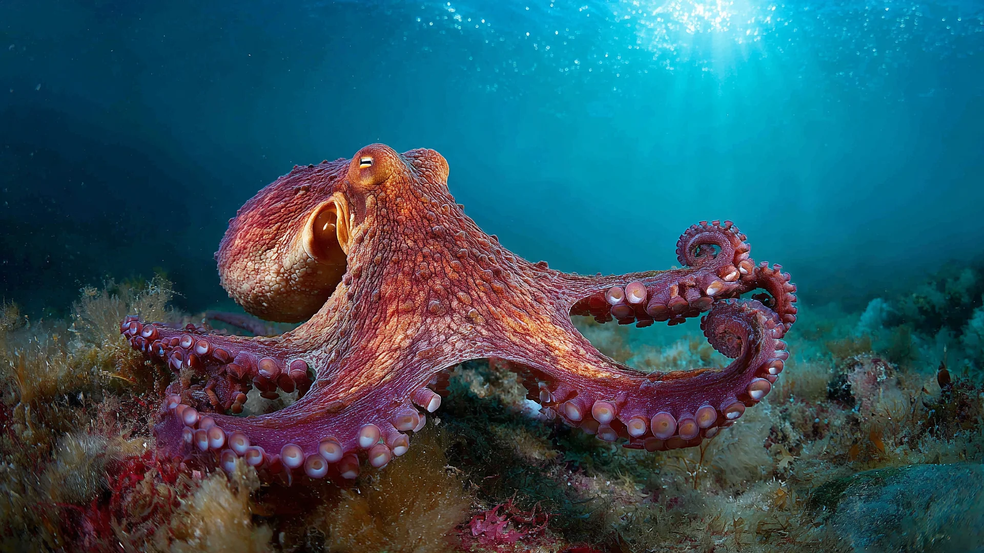 Oktopus am Meeresboden