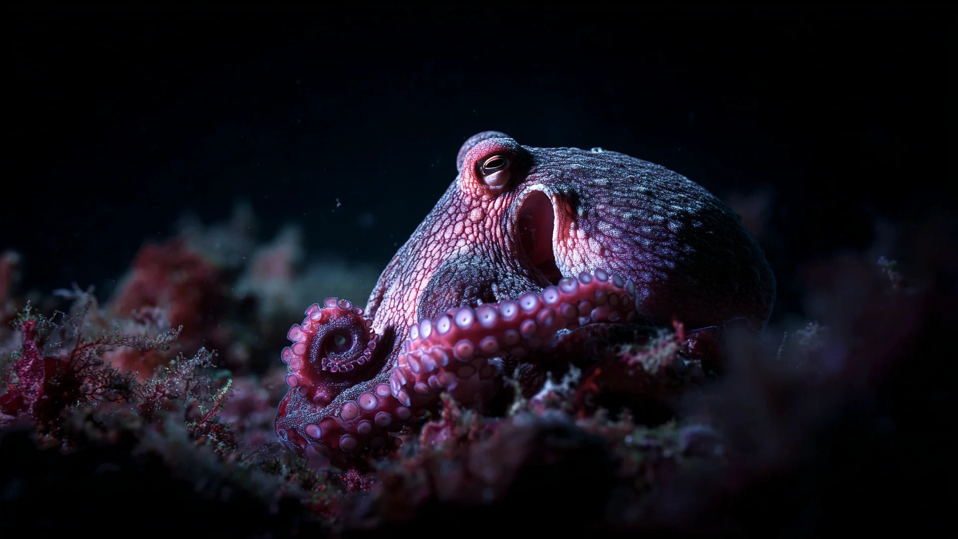 Oktopus tief im Wasser